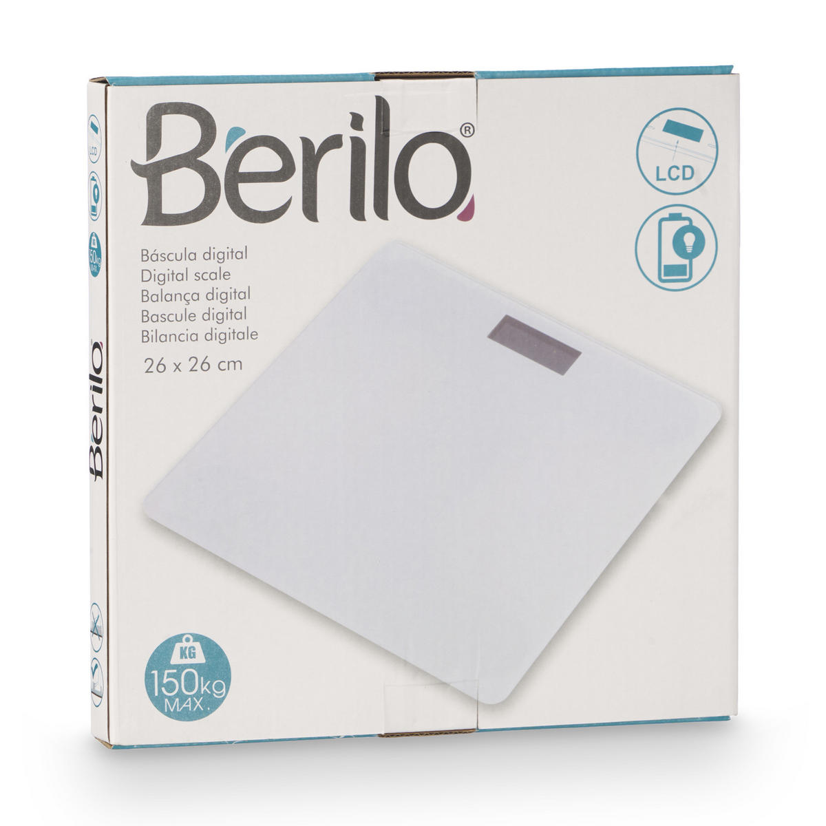 PERSONENWAAGE bis 150 kg - Weiß, Glas (26/26/2cm) - Berilo