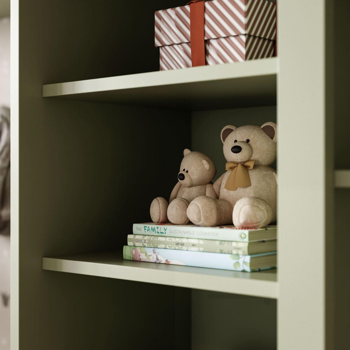 BABYREGAL BABUSHKA – Hohes Kinderregal, Olivgrün - Olivgrün, Holzwerkstoff (84/183/37cm)