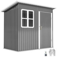 GARTENSCHUPPEN DE-08150 mit Fenster & abschließbarer Tür Grau - Dunkelgrau, Metall (133/190/211cm) - ComfortXL
