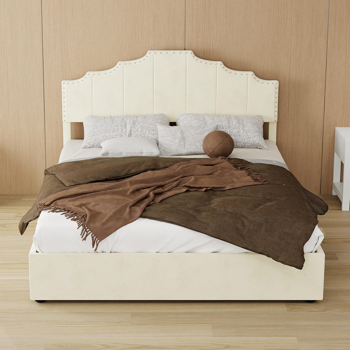 STAURAUMBETT 140/200 cm mit Hydraulik-Stauraum und Matratze, DE-32979, in Beige - Beige, Metall (140/200cm) - ComfortXL