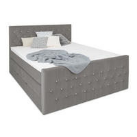 BOXSPRINGBETT Sira Grau 160/200 cm H2/H3 Samt - Grau, Textil (160/200cm) - wonello