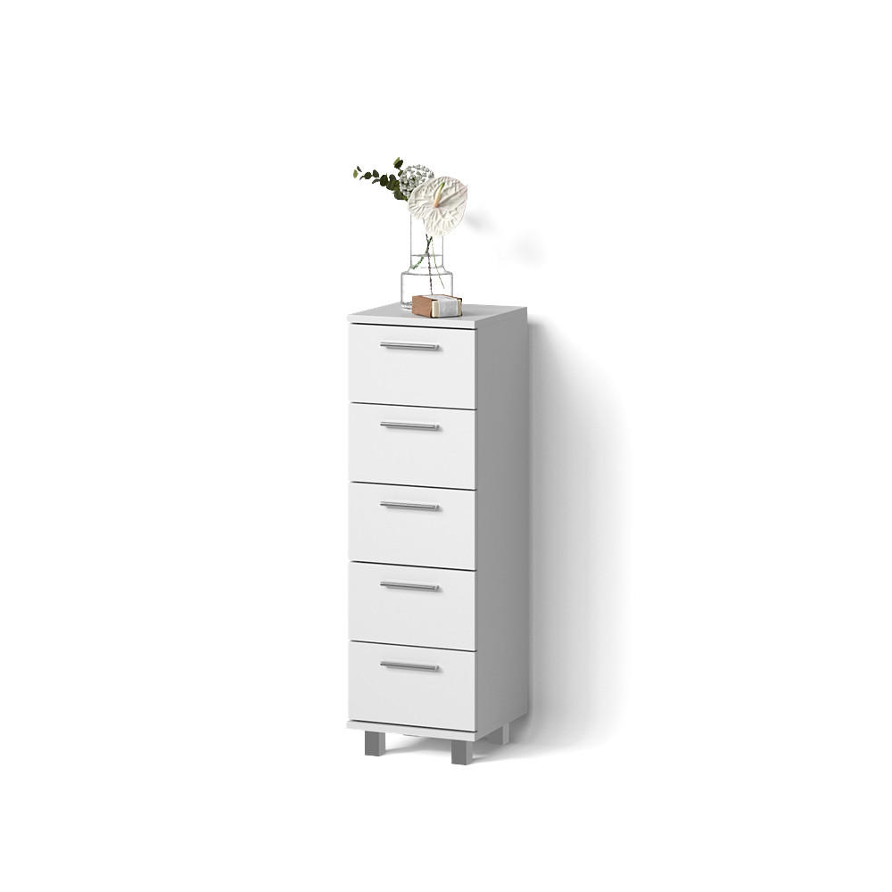 BADSCHRANK Eisak Weiß 30 x 95 cm - Weiß, Holzwerkstoff (30/95/30cm) - Livinity®