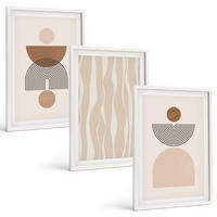 BILDER SET 3er Set - 40x60 cm Weißer Rahmen - Abstrakte Formen braun beige - Weiß, Kunststoff (40/60cm) - TULUP