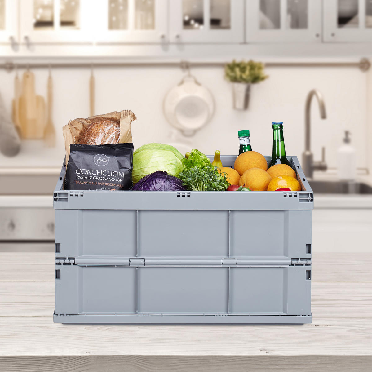 KLAPPBOX - Schwarz, Kunststoff (58.5/31.5/40cm) - Relaxdays