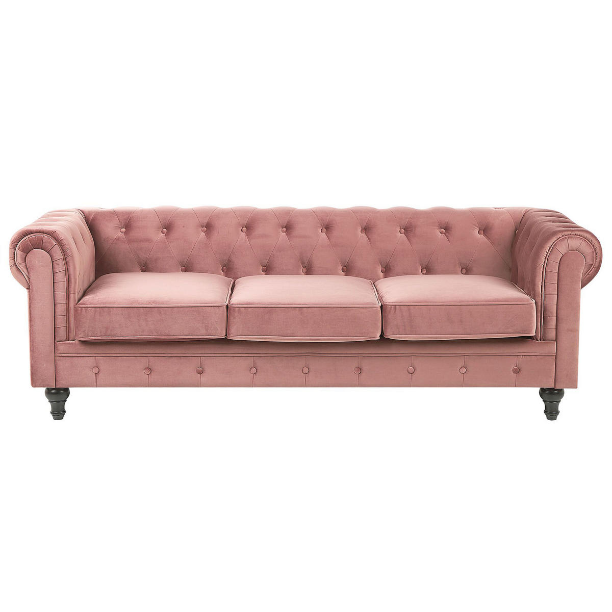 4-SITZER SOFA SET Samtstoff Rosa Chesterfield - Pink, Textil (201/70/75cm) - Beliani