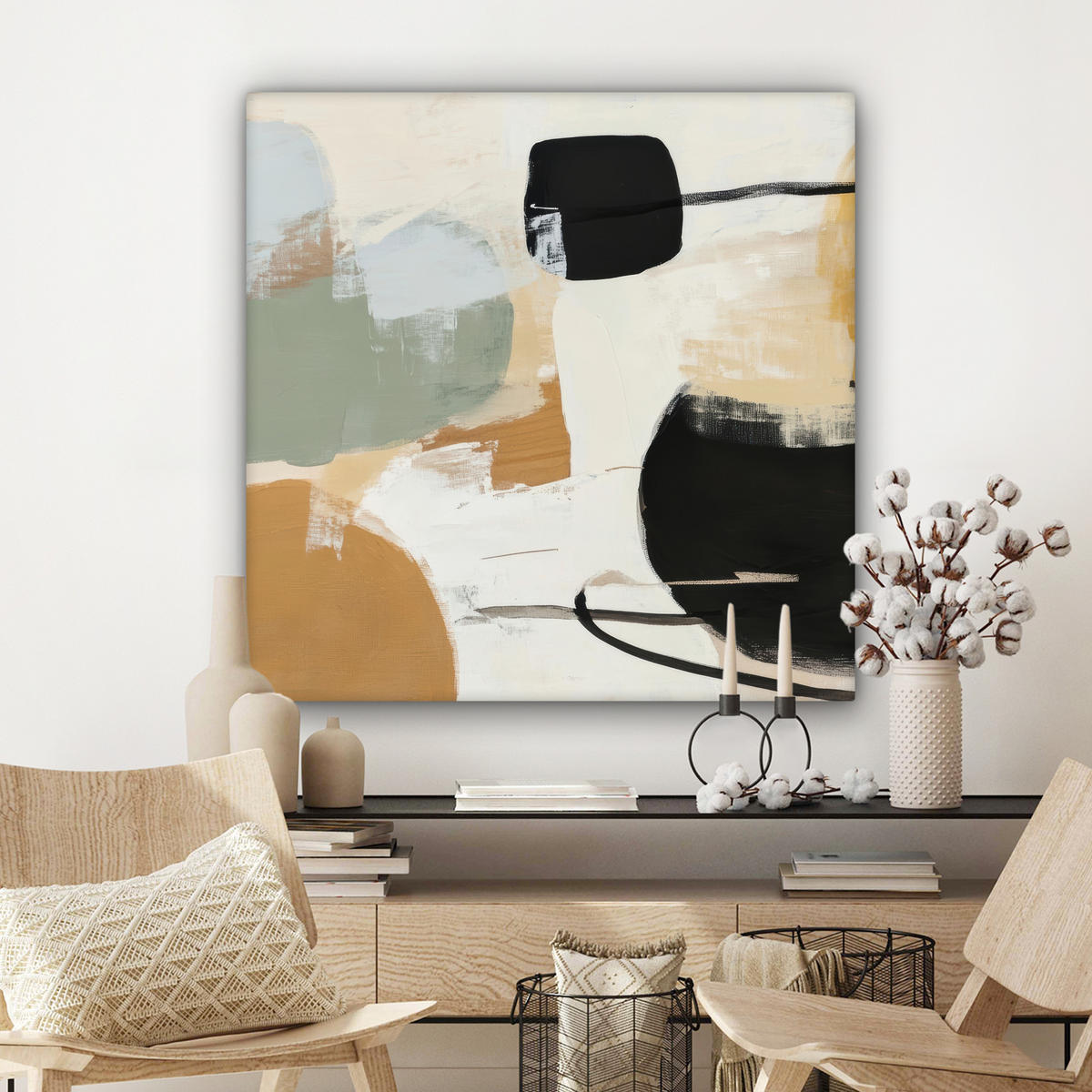 LEINWANDBILD Farbe - Abstrakt - Farben Deko Groß 90x90 cm - Currygelb, Textil (90/90cm) - MuchoWow