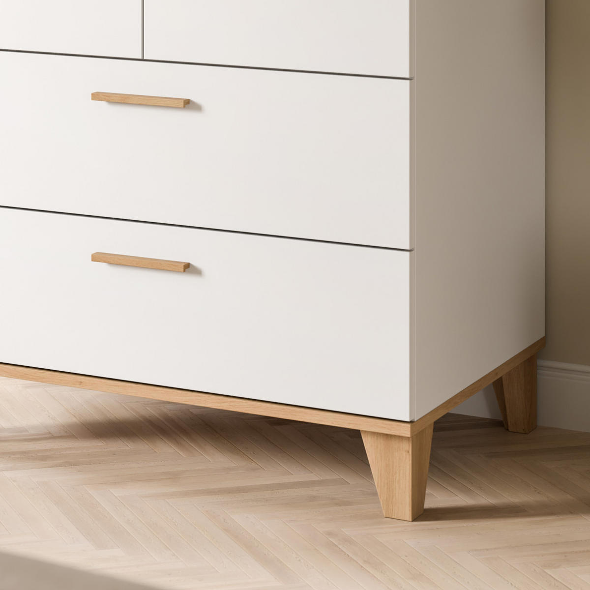 KLEIDERSCHRANK in weiß, Eiche Artsian 81 x 194 cm, Drehtürenschrank 2-türig skandinavisch - Eichefarben/Weiß, Holzwerkstoff (81/198/51cm) - Inn.Furn