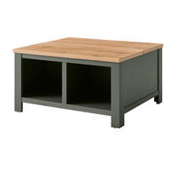 COUCHTISCH grün, Wotan Eiche Landhaus, Beistelltisch quadratisch mit Truhe - Dunkelgrün/Eiche Wotan, Holzwerkstoff (93/93/50cm) - Furn.Design
