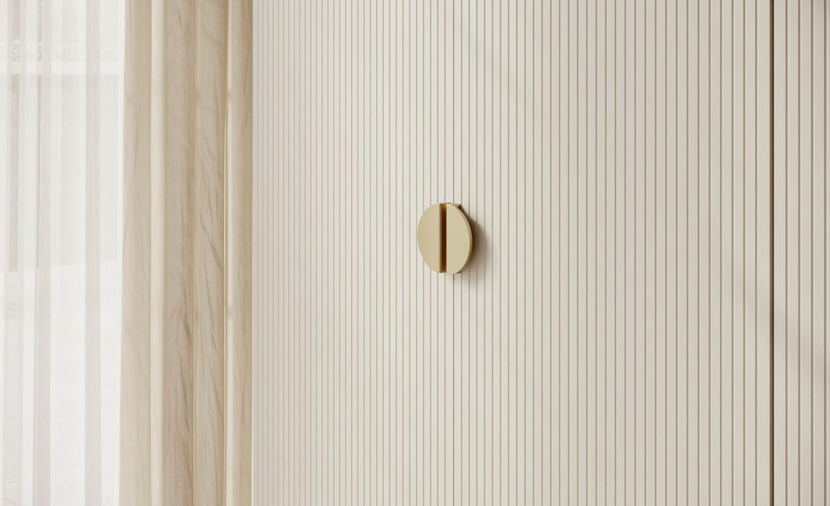 KLEIDERSCHRANK Moonir Greige 200 cm - Taupe/Goldfarben, Holzwerkstoff/Metall (200/200.5/57cm) - Selsey