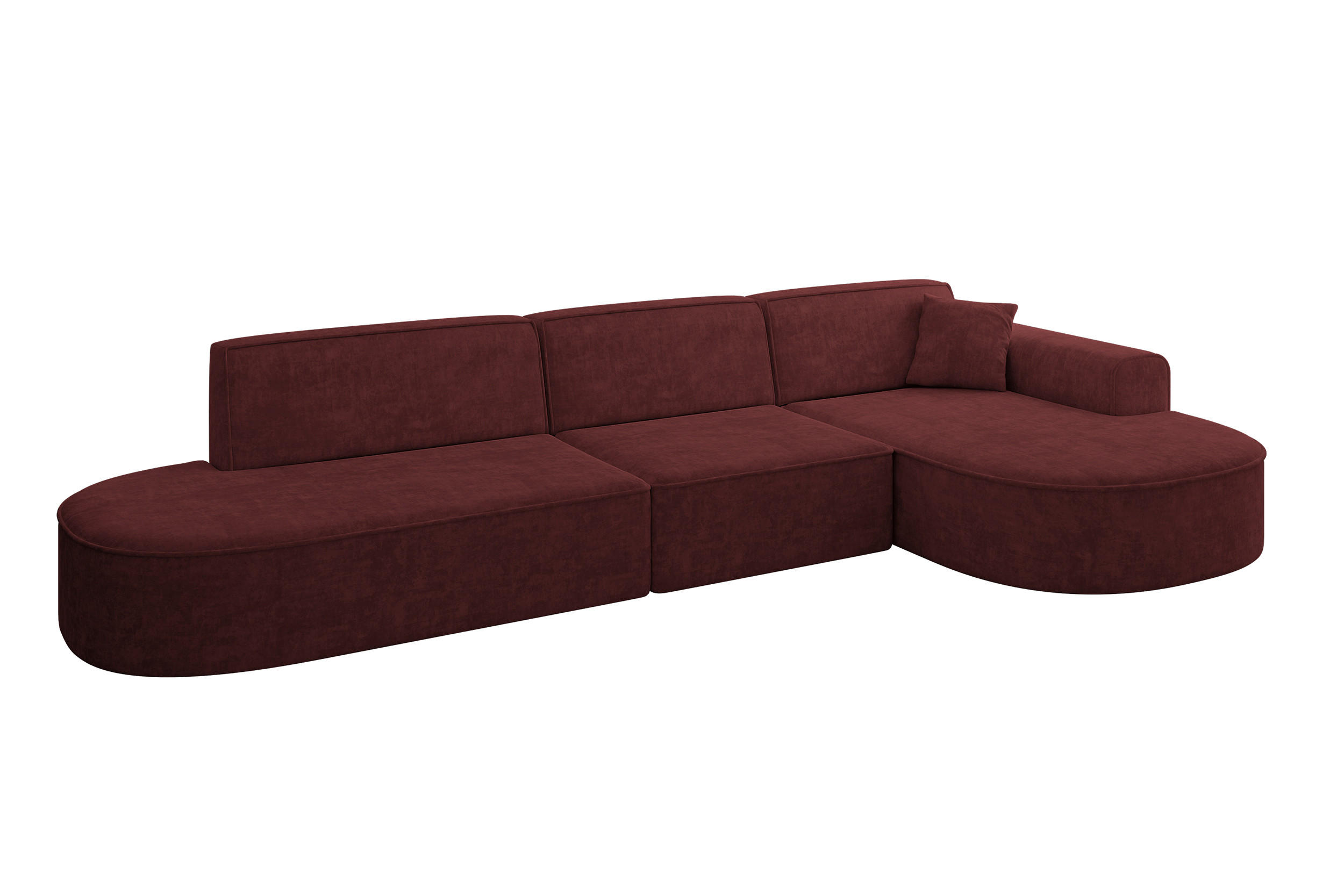 ECKSOFA Ottomane Rechts MARI-L2 - 328x171x79 cm Bordeaux Velours - Bordeaux/Schwarz, Holzwerkstoff/Kunststoff (171/328cm) - ALTDECOR