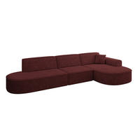 ECKSOFA Ottomane Rechts MARI-L2 - 328x171x79 cm Bordeaux Velours - Bordeaux/Schwarz, Holzwerkstoff/Kunststoff (171/328cm) - ALTDECOR