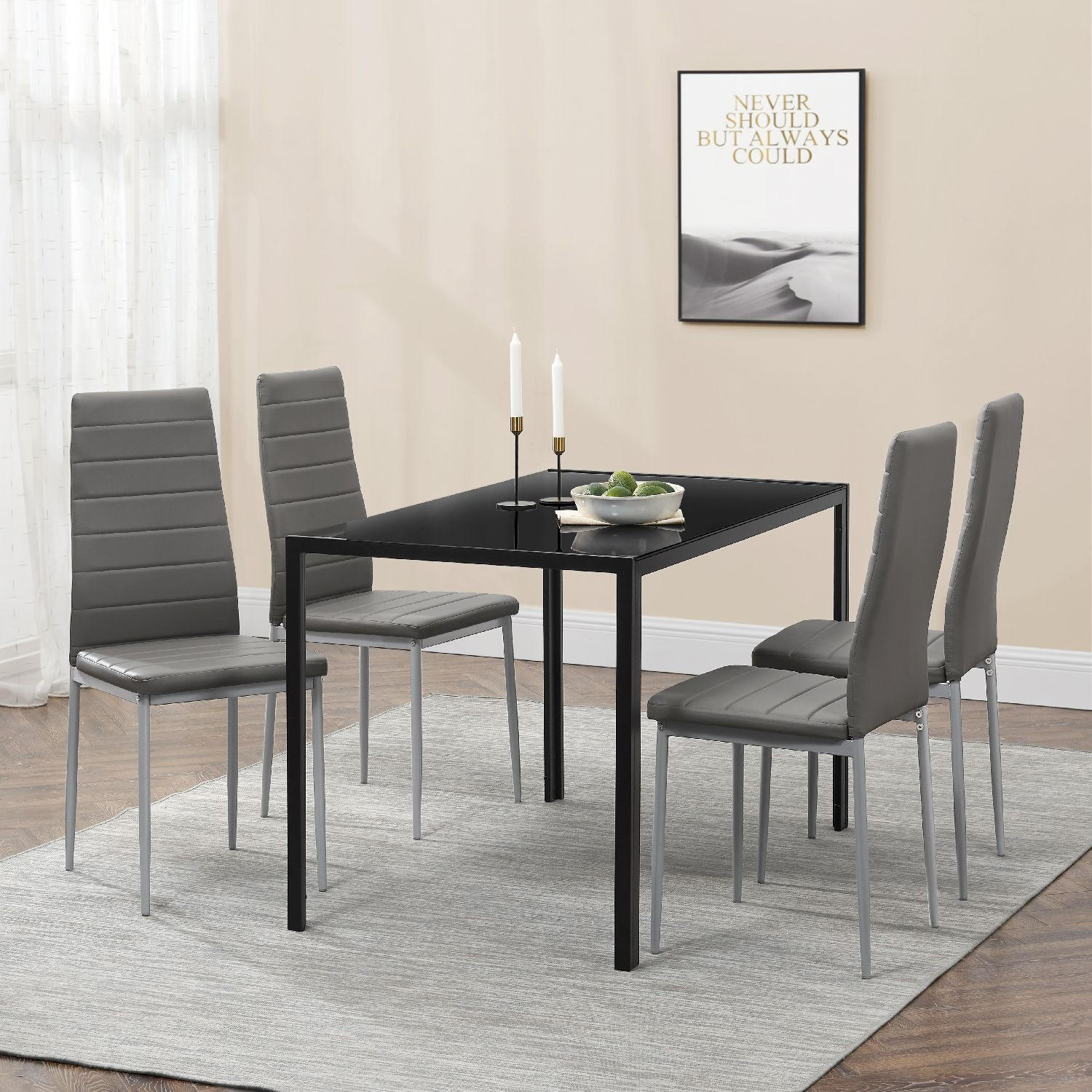 ESSZIMMERSTUHL Loja 4er-Set grau - Grau, Metall (41/96/49cm) - Juskys