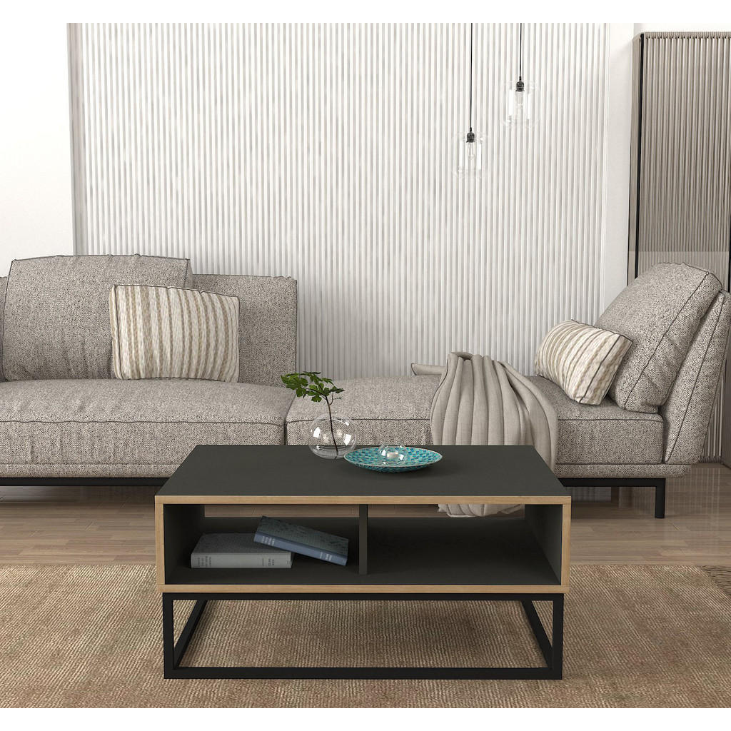 Thumbnail - moebel17 Couchtisch, Anthrazit, Beige, Holzwerkstoff, Rechteckig, 90x41.6x60 cm, Wohnzimmer, Wohnzimmertische, Couchtisc...