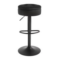 BARHOCKER 1er-Set Schwarz aus Samt drehbar höhenverstellbar mit Aufbewahrungsraum - Schwarz, Metall (39/79.5/39cm) - PANGIVO