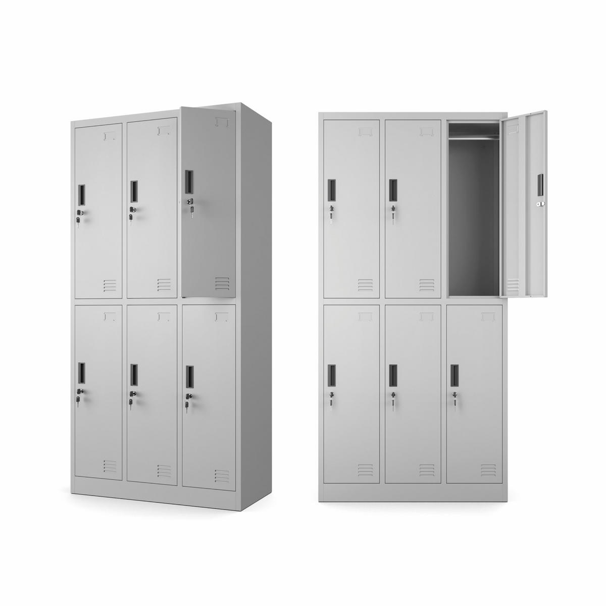 MEHRZWECKSCHRANK mit 6 Fächer Hellgrau Stahl 90x185x45cm - Hellgrau, Metall (90/185/45cm) - Muralo