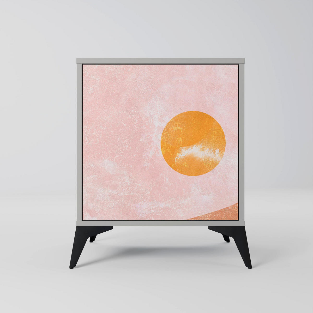 SIDEBOARD LUMINOUS SUNLIGHT, Grau, 57,5x42x67,5 cm, Schwarze Metall-Rahmenfüße - Multicolor/Schwarz, Holzwerkstoff/Metall (57.5/67.5/42cm) - SpaceRebels