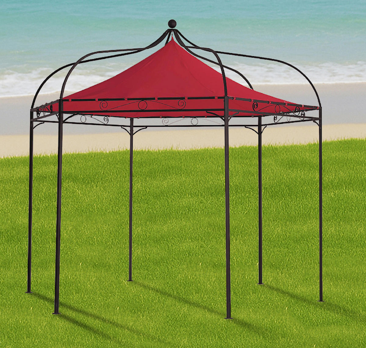 ERSATZDACH für Pavillon Mondura, Pavillondach 6-eckig, Durchmesser 300 cm, Farbe: Bordeaux - Rot, Kunststoff (320/0.3/320cm) - TPFGarden