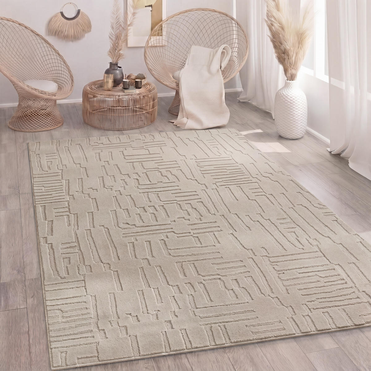 HOCHFLORTEPPICH 160/220 cm Tokio 476 - Beige, Textil (160/220cm) - Paco Home