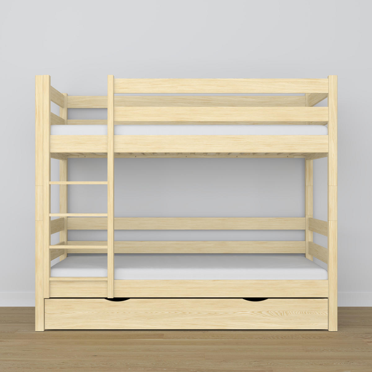ETAGENBETT N01 mit Schublade Klare Kiefer 100/200 - Braun, Naturmaterialien/Holz (100/200cm) - N-Wood