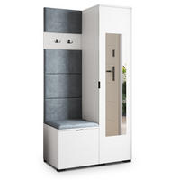 GARDEROBENSCHRANK VIRA 95/181/51 cm Modern Garderobe-Set Weiß - Weiß/Grau, Holzwerkstoff (95/181/51cm) - MASSENO