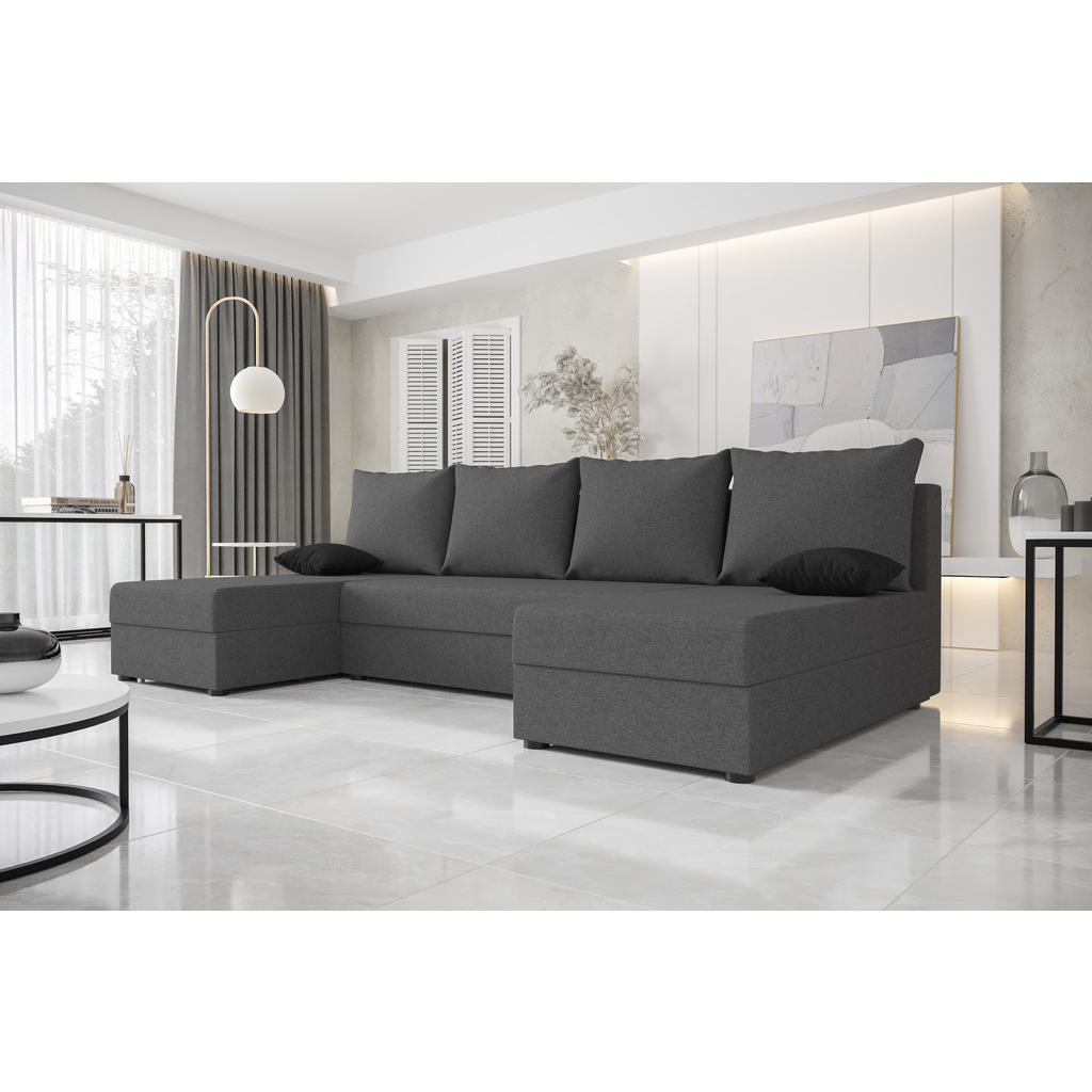Thumbnail - Bedante Wohnlandschaft, Dunkelgrau, Textil, 4-Sitzer, 310x80x140 cm, Wohnzimmer, Sofas & Couches, Wohnlandschaften, Wohn...