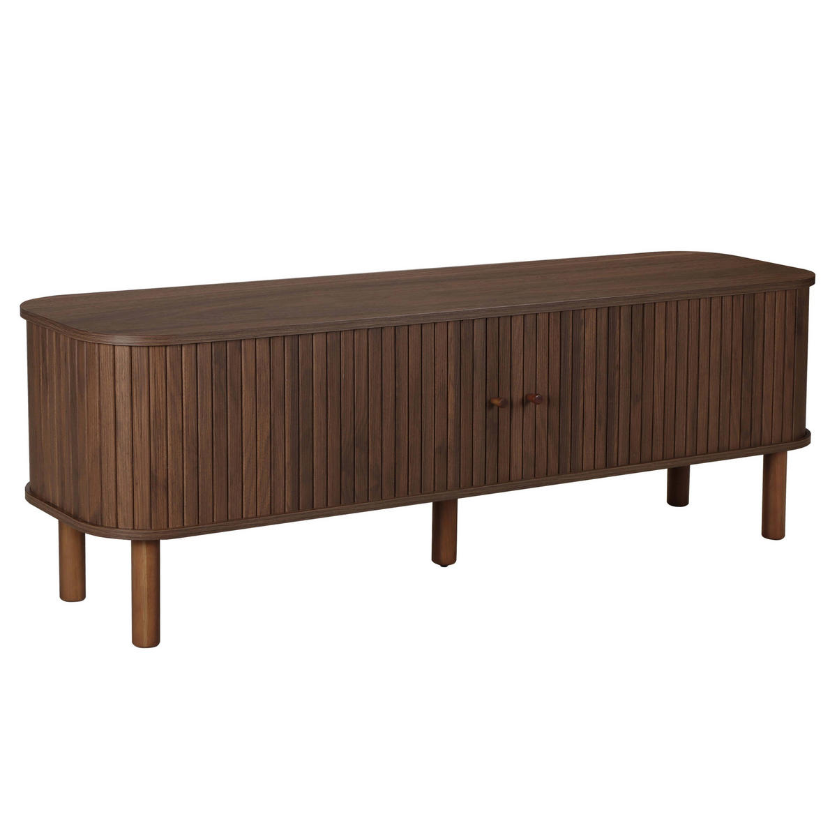 TV-SCHRANK, dunkles Holzeffekt - Braun, Holz (40/55/150cm) - Oviala