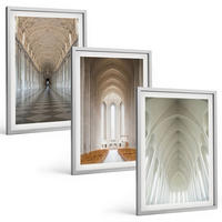 BILDER SET 3er Set - 40x60 cm Silberner Rahmen - Innenräume historischer Gebäude - Silberfarben, Kunststoff (40/60cm) - TULUP