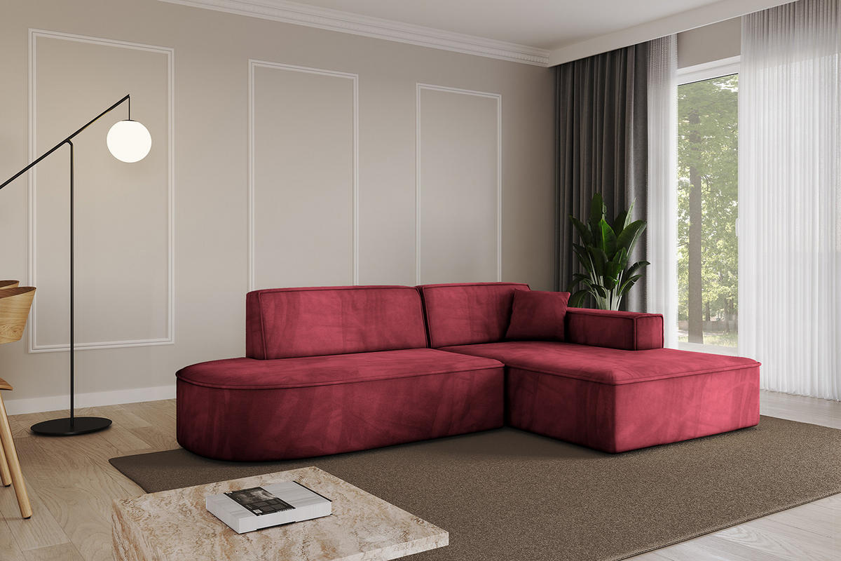 ECKSOFA Ottomane Rechts IREA-L1-v4 - 232x165x77 cm Bordeauxrot - Bordeaux, Holzwerkstoff/Textil (232/165cm) - ALTDECOR