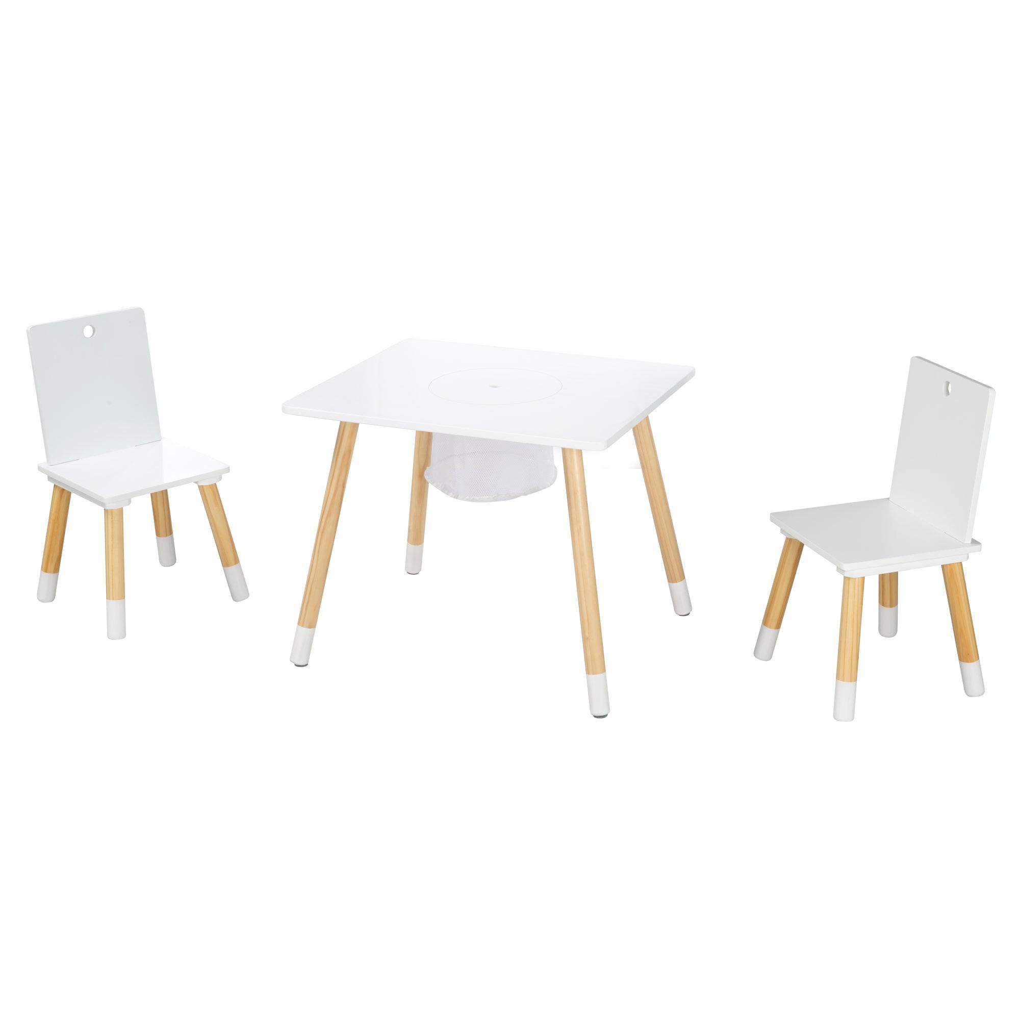 SITZGRUPPE mit Aufbewahrungsnetz - Naturfarben/Weiß, Holzwerkstoff/Textil (60/54/50cm) - Roba