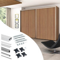 BESCHLAGSET für Placard 81 2 Schiebetüren Schrank mit sanftem Schliessen, Tiefes Profil, 18mm stark, Paneele nicht inbegriffen, Matt eloxiert - Dunkelgrau, Metall (8/6/235cm) - EMUCA