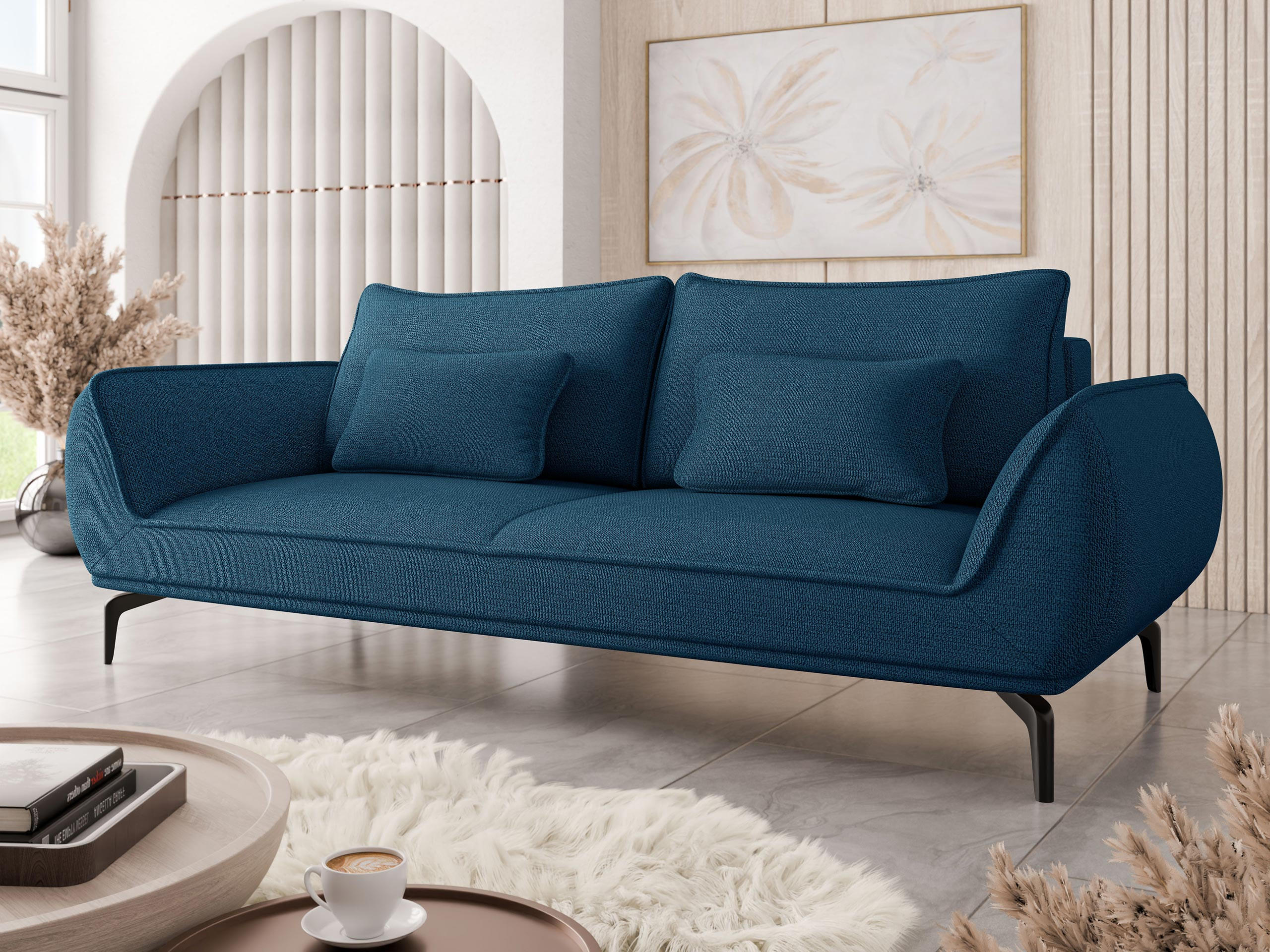 SCHLAFSOFA Cavo 3R - Schwarz/Dunkelblau, Holz/Textil (249/86/118cm) - MIRJAN24