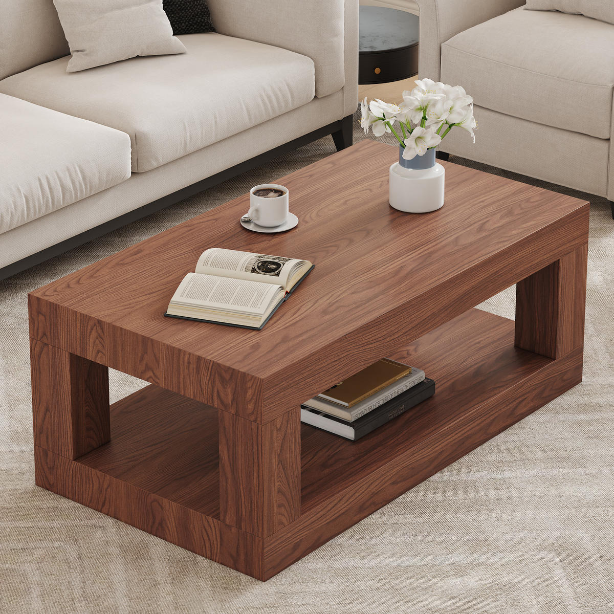 COUCHTISCH Walnuss 93/53/45,5 cm - Walnussfarben, Holzwerkstoff (53/93/45.5cm) - PANGIVO