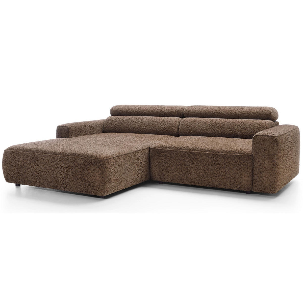 ROHOVÁ pohovka Fando s elektricky výsuvným sedákem, světle hnědý ženil, levá - černá/světle hnědá, textil/plast (252/182cm) - Selsey