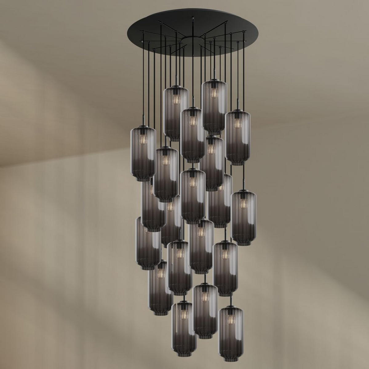 GALERIELEUCHTE Velo 20-flammig Rauch Ø 18cm - Anthrazit/Schwarz, Glas (18/18/33cm) - s.luce