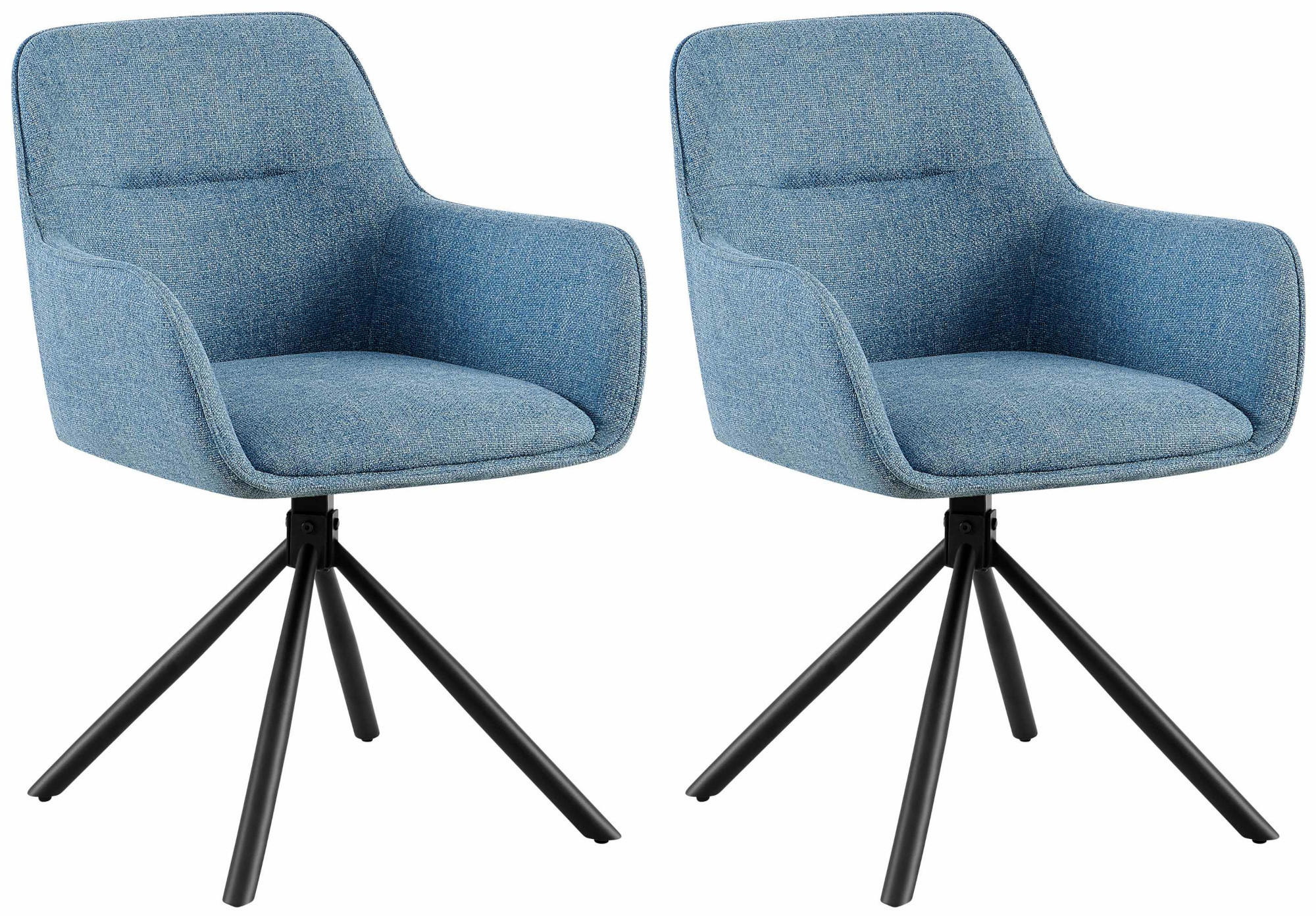 ARMLEHNENSTUHL 2er Set Stoff Blau - Blau/Schwarz, Textil/Metall (58/84/59cm) - CLP
