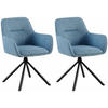 ARMLEHNENSTUHL 2er Set Stoff Blau - Blau/Schwarz, Textil/Metall (58/84/59cm) - CLP