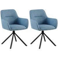 ARMLEHNENSTUHL 2er Set Stoff Blau - Blau/Schwarz, Textil/Metall (58/84/59cm) - CLP