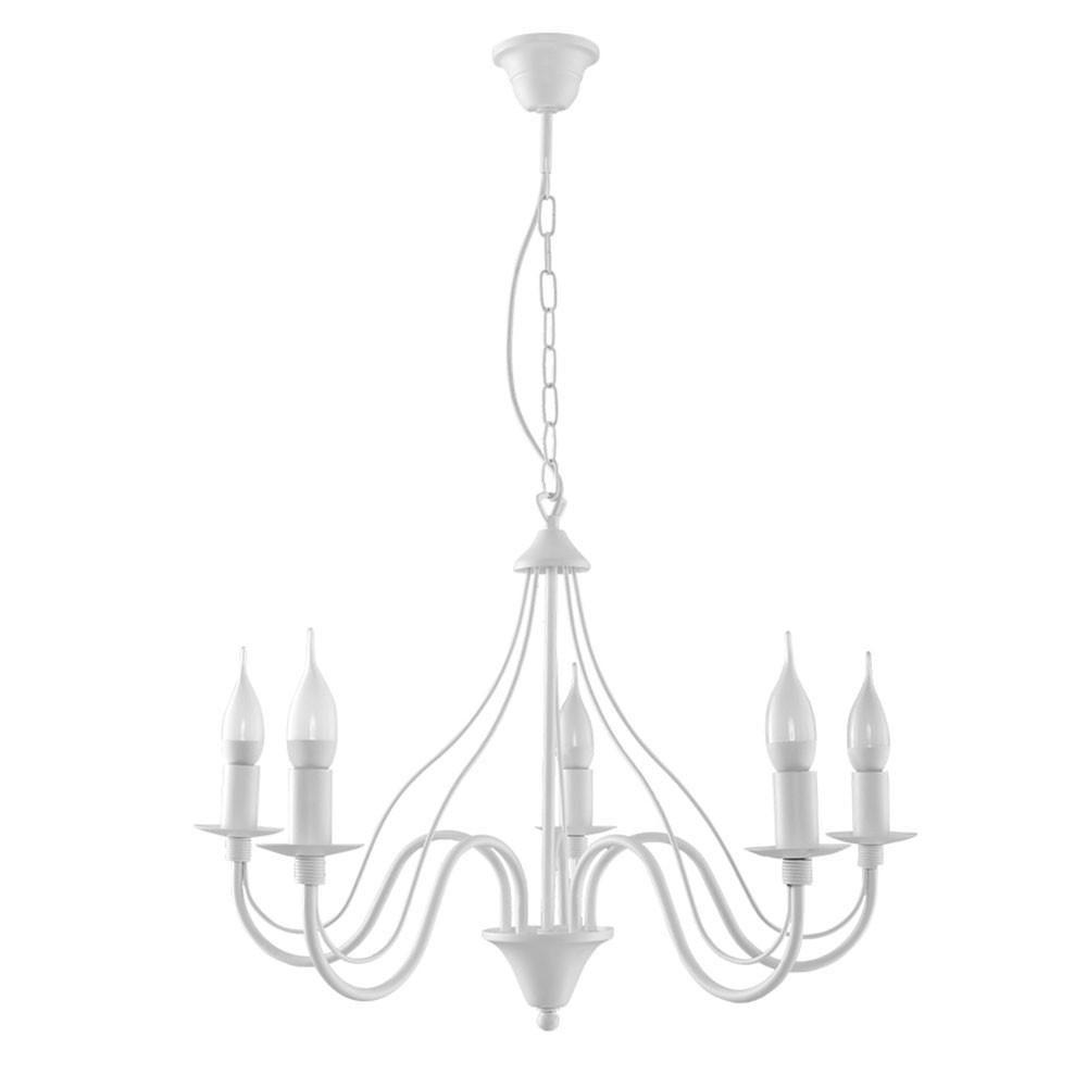 KRONLEUCHTER Stahl Weiß 5-flammig - Weiß, Glas (60/60/80cm)