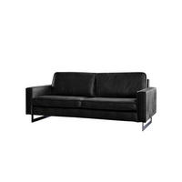 SOFA VILNIUS Schwarz Lederfaserstoff - Schwarz, Leder/Metall (166/85/99cm) - KAWOLA
