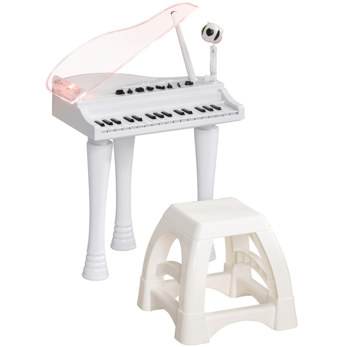 KINDERPIANO DE-18645 32 Tasten mit Mikrofon & LED Weiß - Weiß, Kunststoff (30.5/60.4/37cm) - ComfortXL