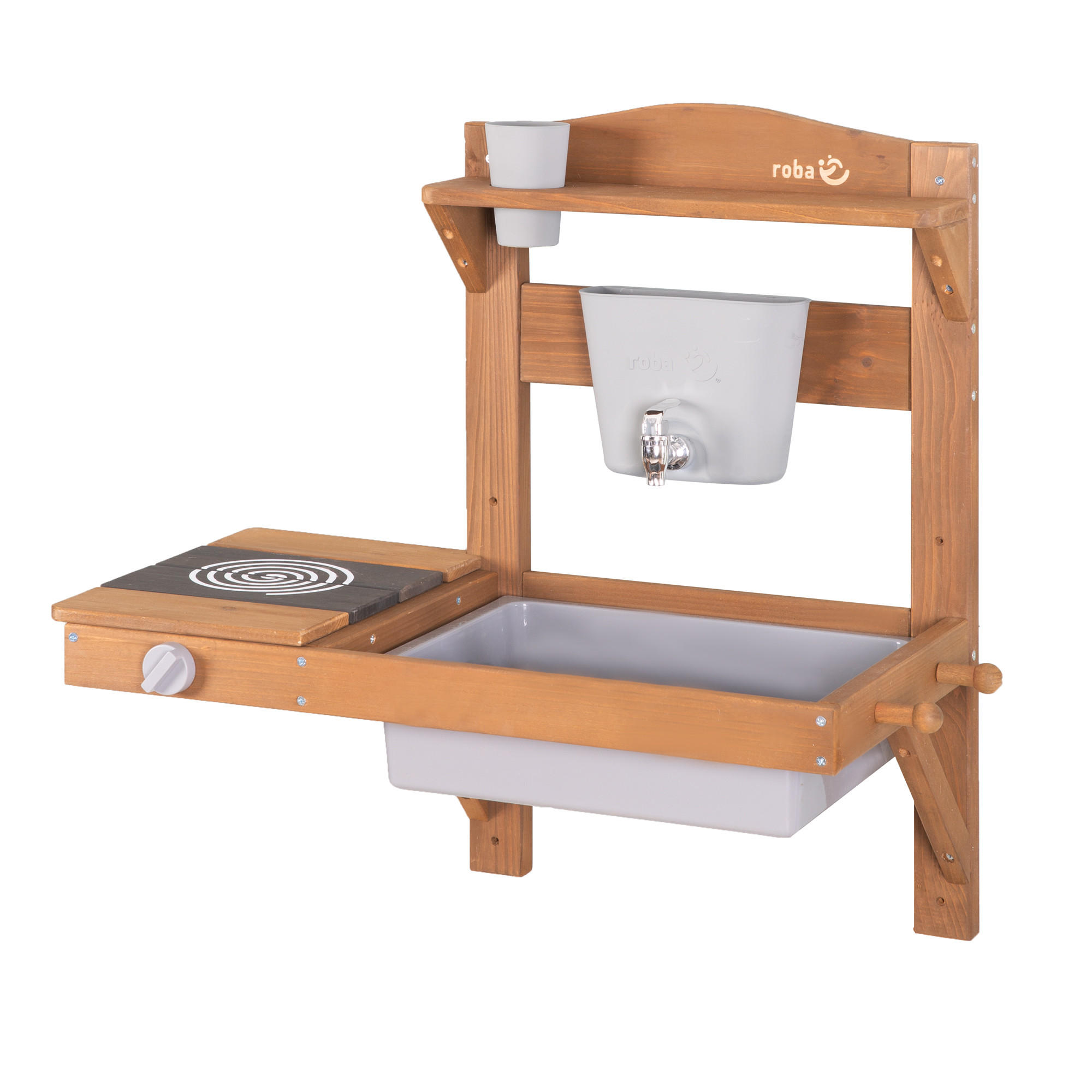 SPIEL- UND MATSCHKÜCHE zum Hängen teak - Teakfarben, Holz (65/65/36cm) - Roba