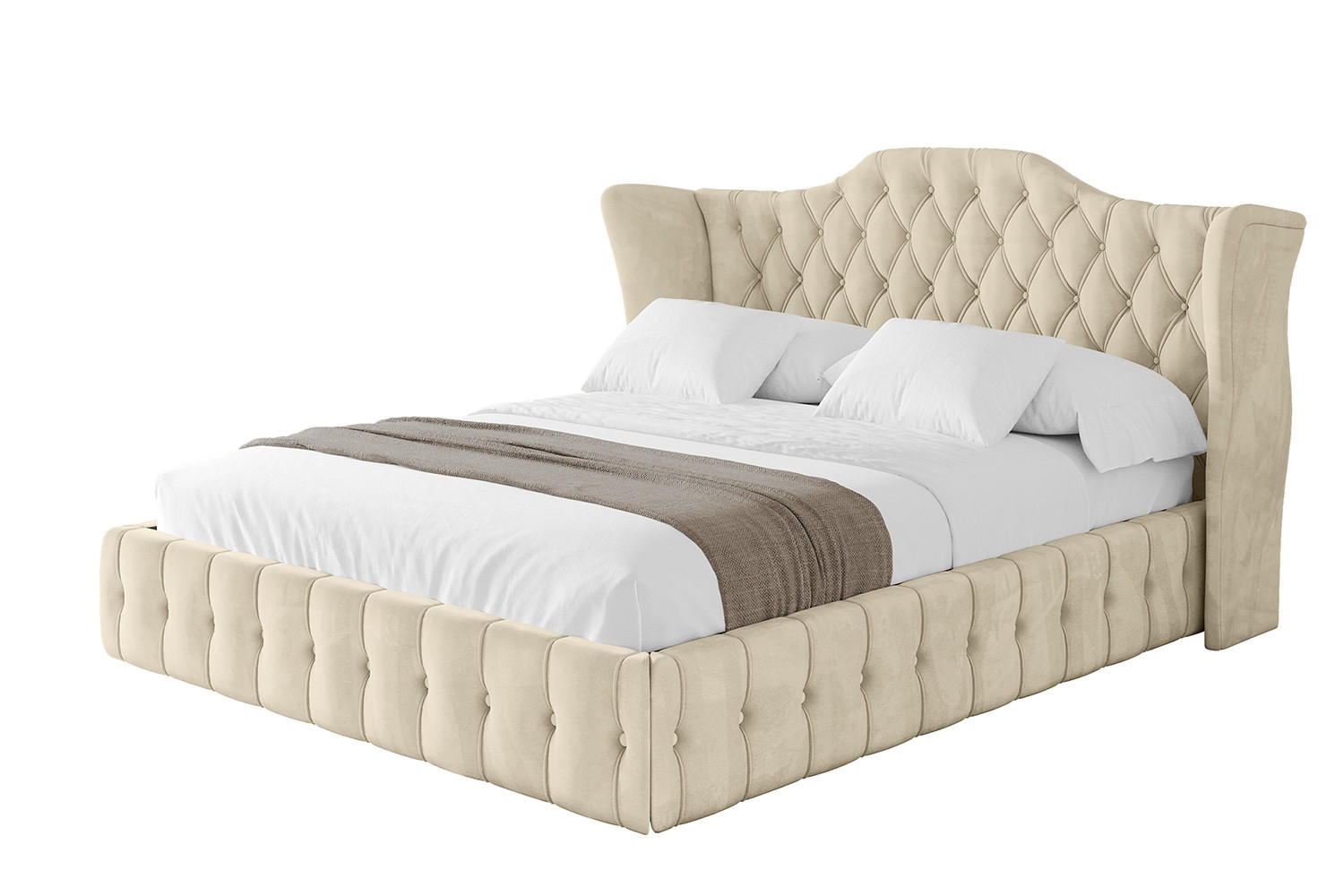 POLSTERBETT mit Bettkasten und Lattenrost, Boxbett ohne Matratze - MODY 200x200 Beige - Ecru, Holzwerkstoff/Textil (200/200cm) - ALTDECOR