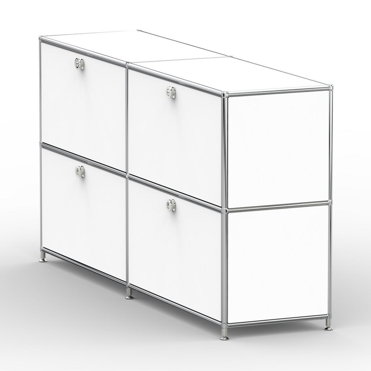 AKTENSCHRANK, 4 Klappen & Schloss, Breite 152 cm, Signalweiß - Chromfarben/Silberfarben, Metall (40/80.5/152.2cm) - Versee