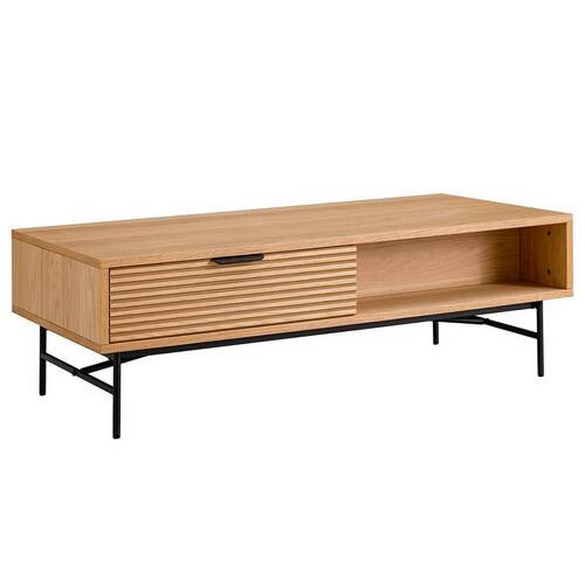 COUCHTISCH Eiche furniert 120/60/40 cm rechteckig Schwarz, Eichefarben  - Eichefarben/Schwarz, MODERN, Holz/Holzwerkstoff (120/60/40cm) - home24