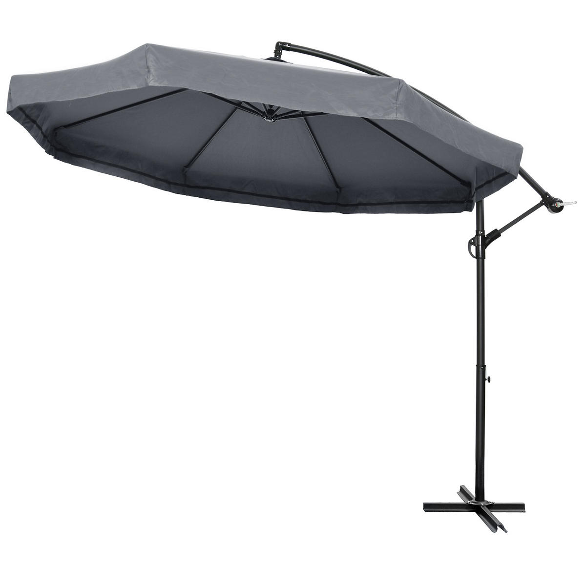 AMPELSCHIRM DE-05501 Ø3m, drehbar mit Handkurbel Dunkelgrau/Schwarz - Dunkelgrau, Textil/Metall (295/295cm) - ComfortXL