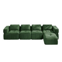 ECKSOFA 344/162/67 cm Grün mit 1 Fußhocker - Grün, Textil (344/162cm) - Oxeza