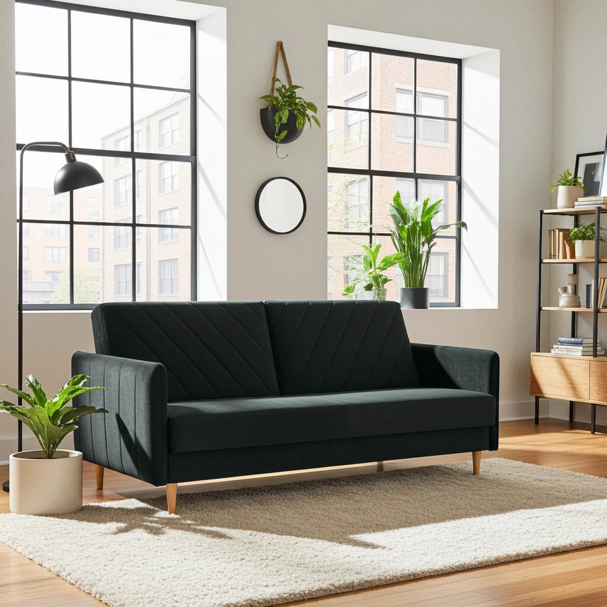 SCHLAFSOFA Vesto Schwarz Velours - Bettkasten - 207x93 cm - Schwarz, Holz/Holzwerkstoff (207/93/93cm) - Ravio