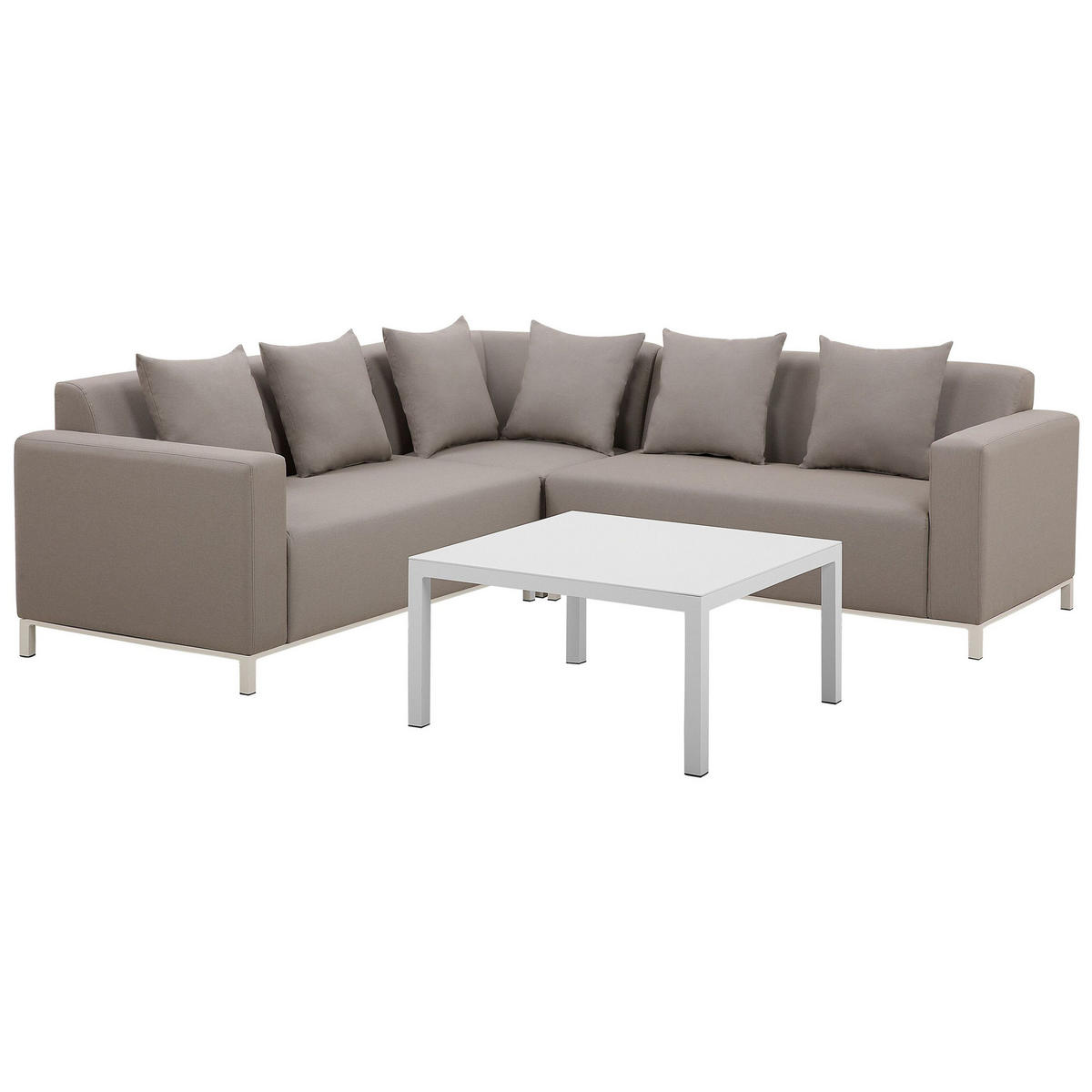 LOUNGE SET 5-Sitzer cremeweiß linksseitig modular Belize - Creme, Textil - Beliani