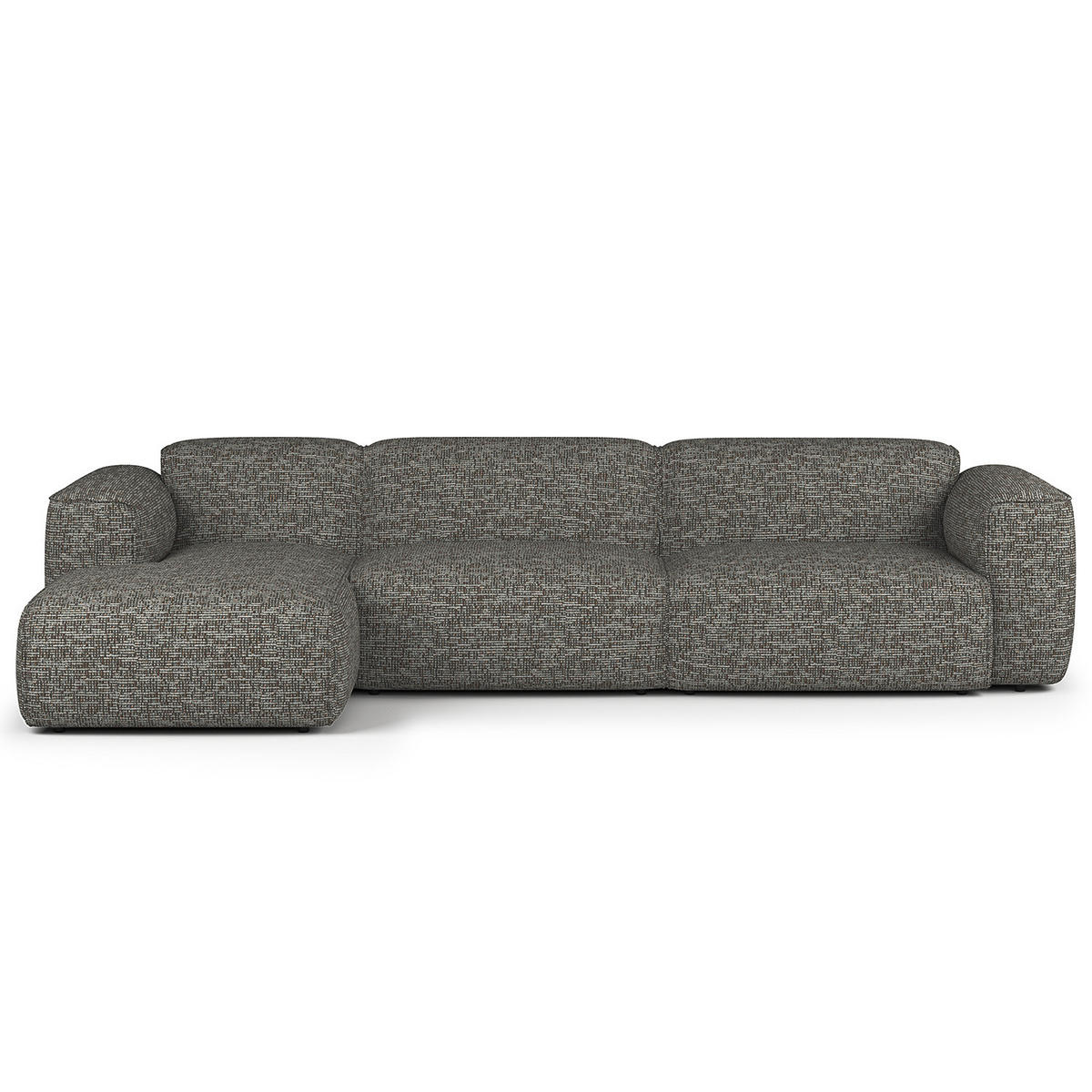 3-SITZER ECKSOFA mit Longchair - Schwarz/Grau, Kunststoff/Textil (317/173cm) - home24