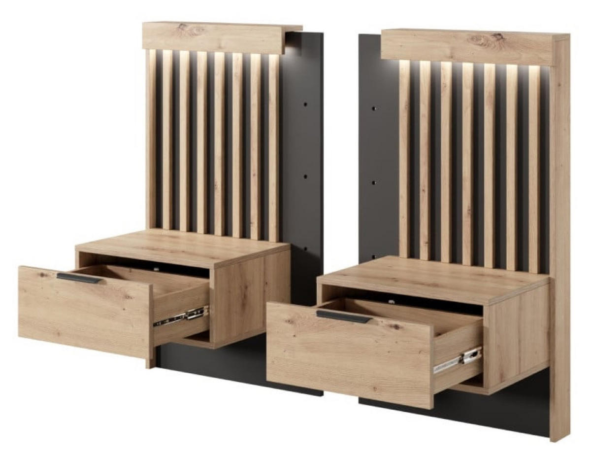 NACHTTISCH Antrazit Artisan Eiche Mit Lamellen 50.4x39.6x104 cm - Multicolor, Holzwerkstoff (50.4/104/39.6cm) - Sepro Meble